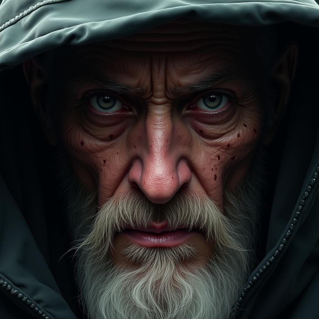 Freckled Evil Wizard in High Contrast Sketch
