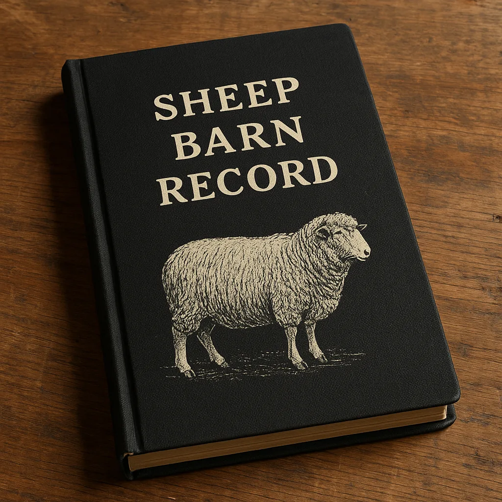 Black-covered "Sheep Barn Record" Book