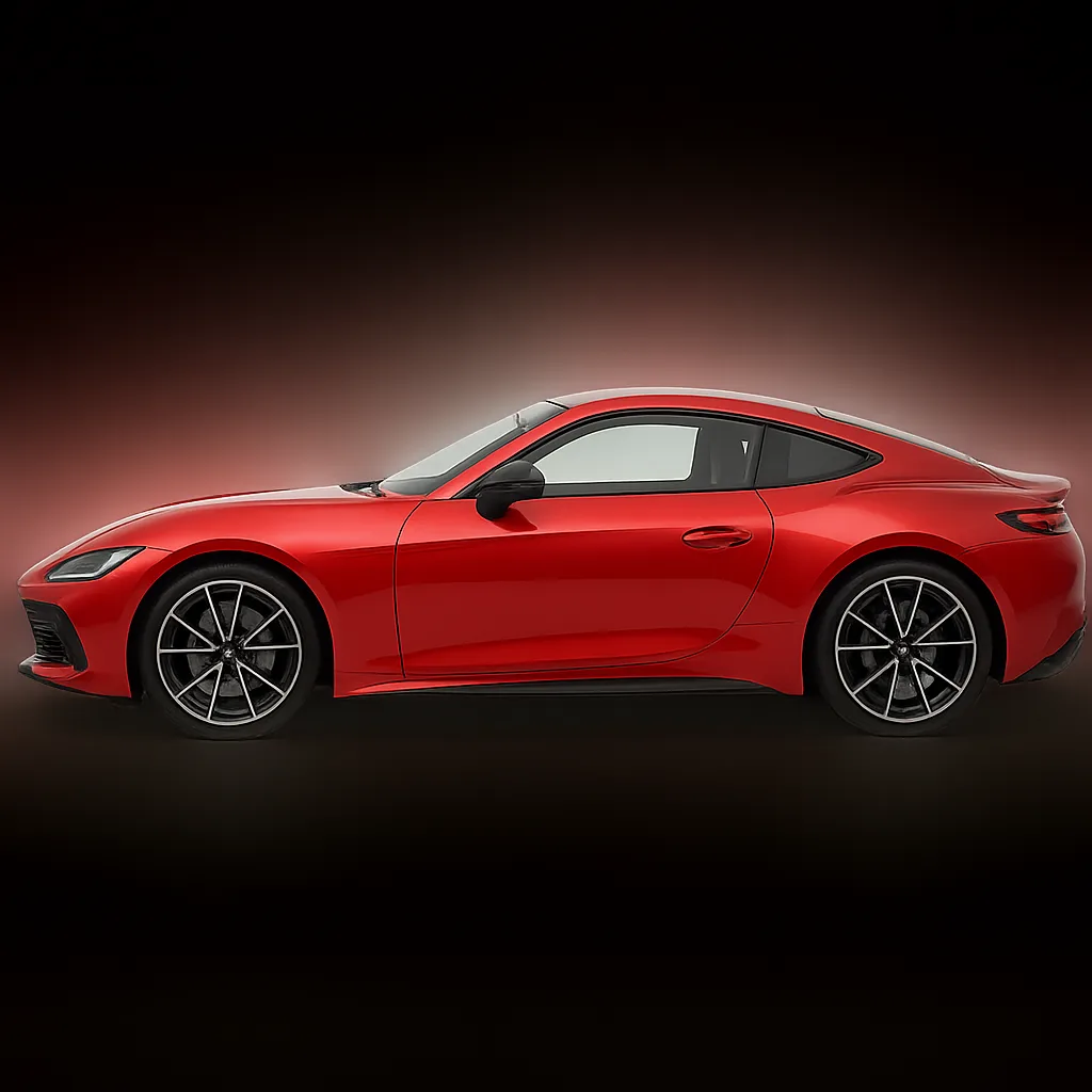Sleek Red Two-door Sports Car with Sharp Curves