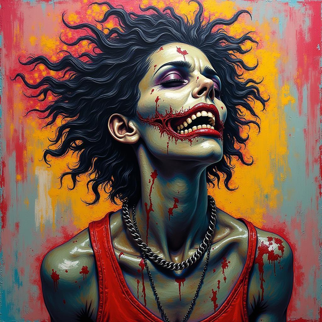 Zombie Latina in Hip Hop Streetwear Encaustic