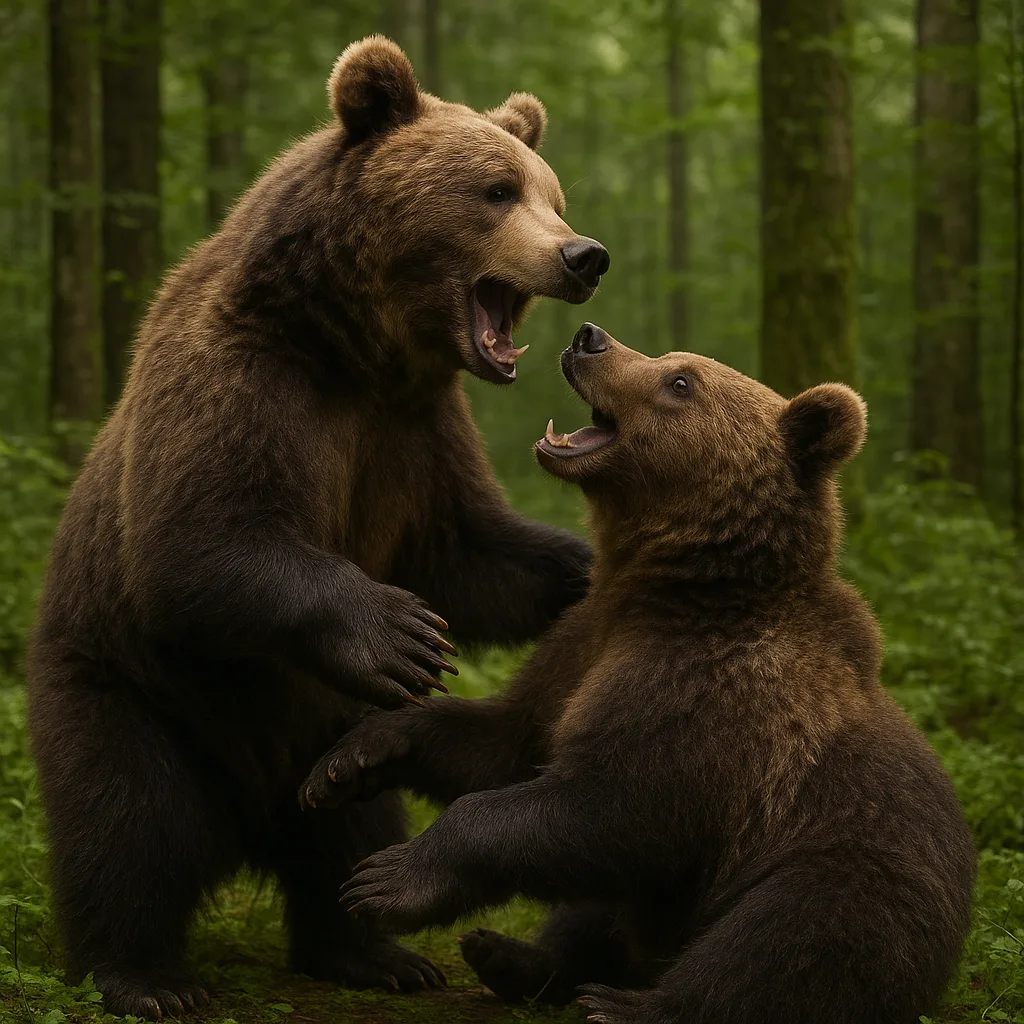 Pair of Bears Engaging in a Playful Manner