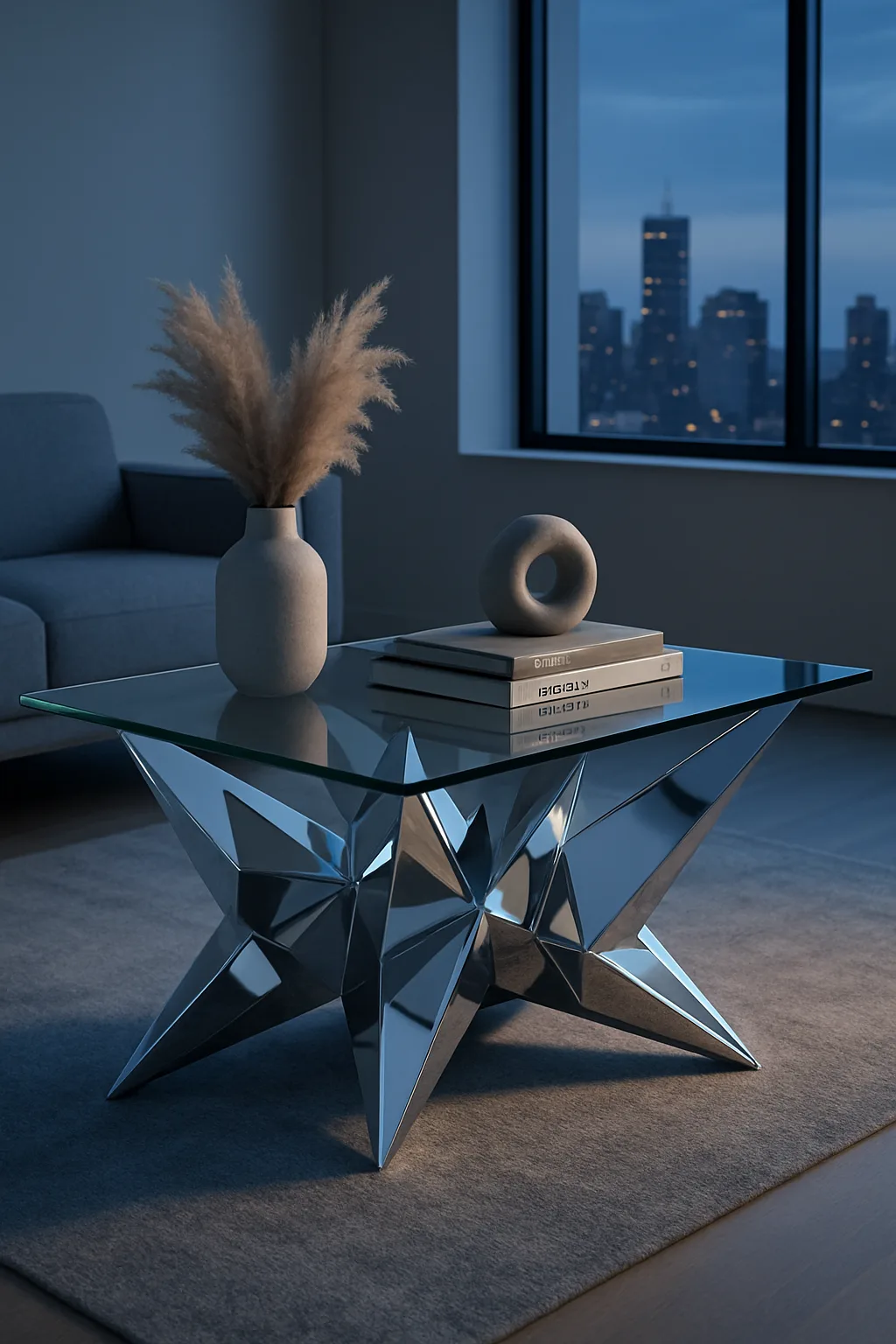 Graph Showcasing a Sleek Coffee Table Inspired by Crystalline Structures