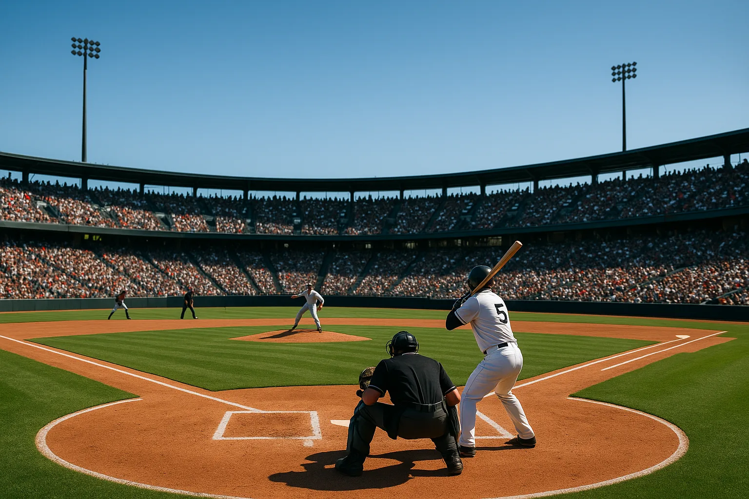 Live Baseball Game Featuring Players on a Green Field
