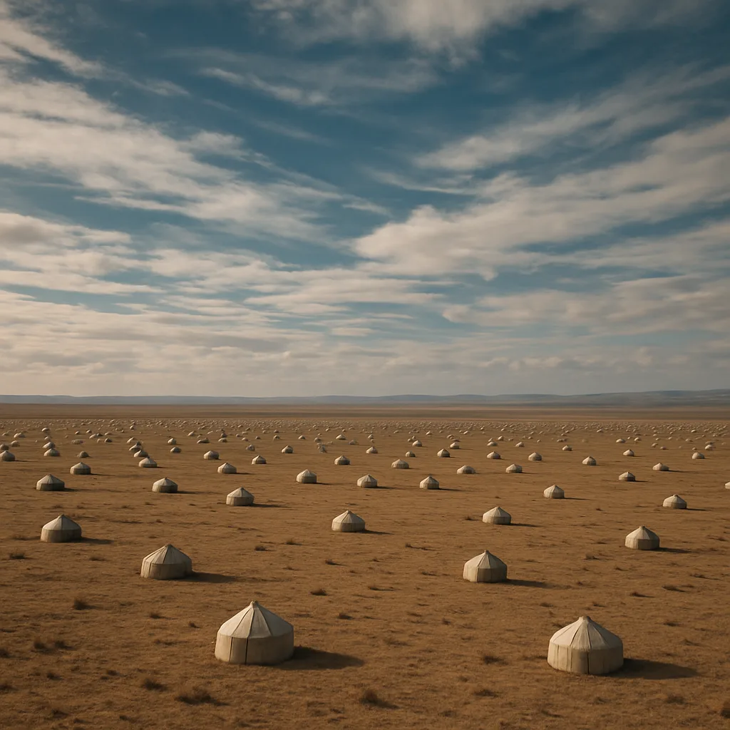 Countless Tiny Nomadic Tents Are Sparsely Scattered Across an Immense