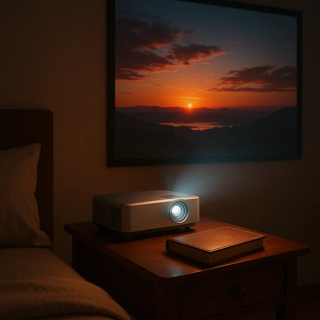 Sleek Silver Projector Casts a Vibrant Image