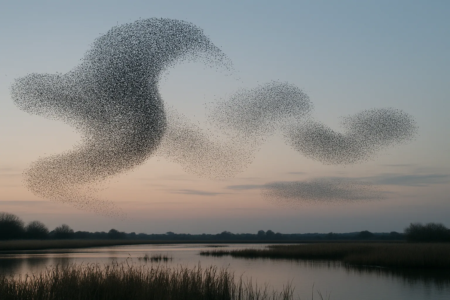 Vast Murmuration of Starlings Forms Dynamic