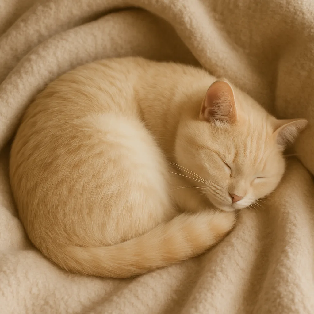 Nestled Against the Warm Beige Blanket