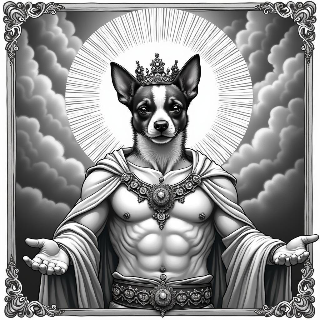 Chihuahua Headed God Emperor With Radiant Halo