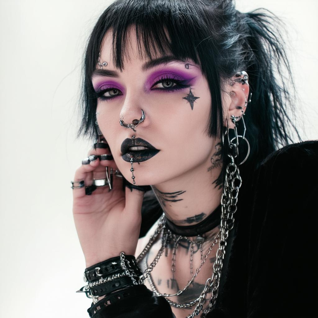 Goth Punk Rocker With Piercings in ColorPlus