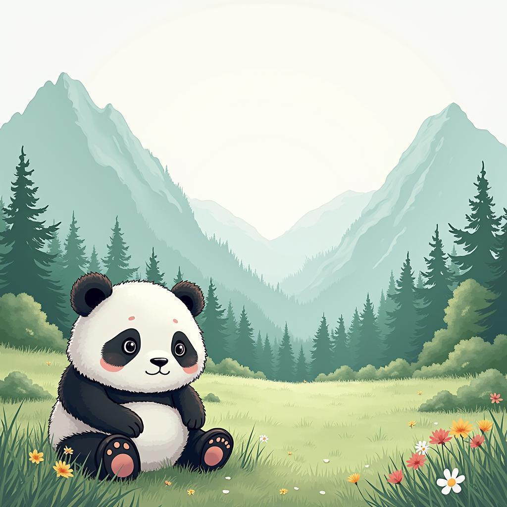 Manga Panda at Peace Among Misty Mountains