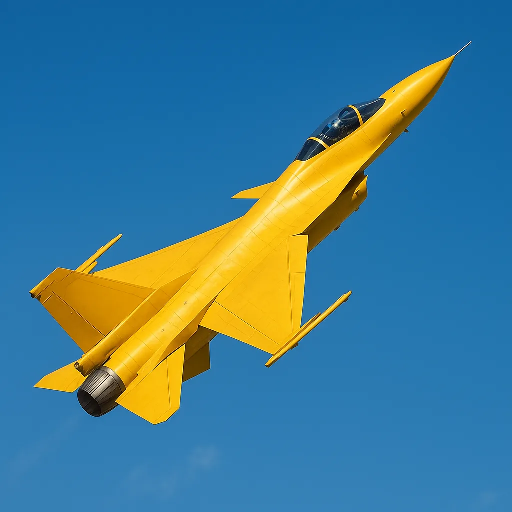 Jet in a Vibrant Golden Yellow Color Flying High