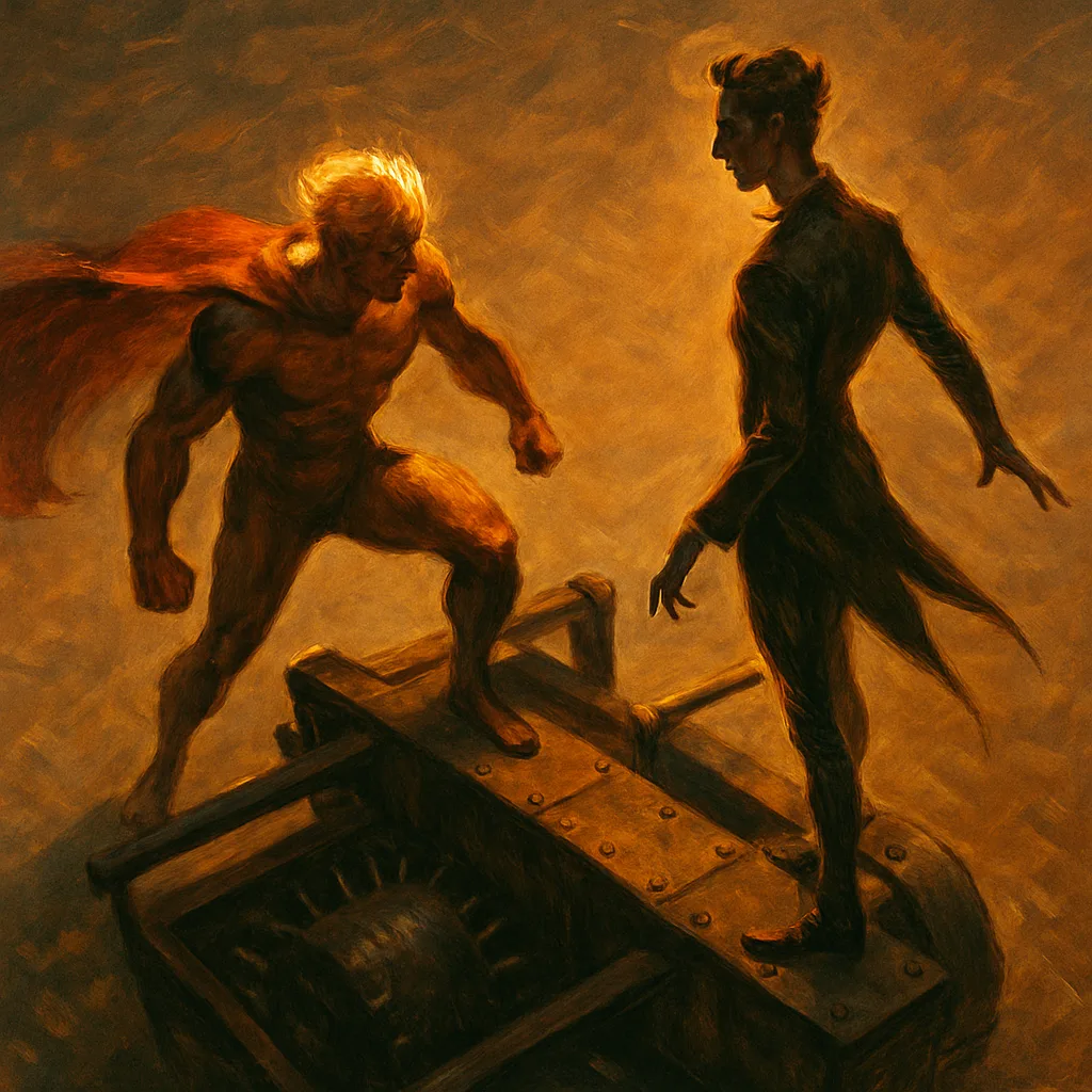Light-topped Hero and a Distinctly Poised Figure Converge