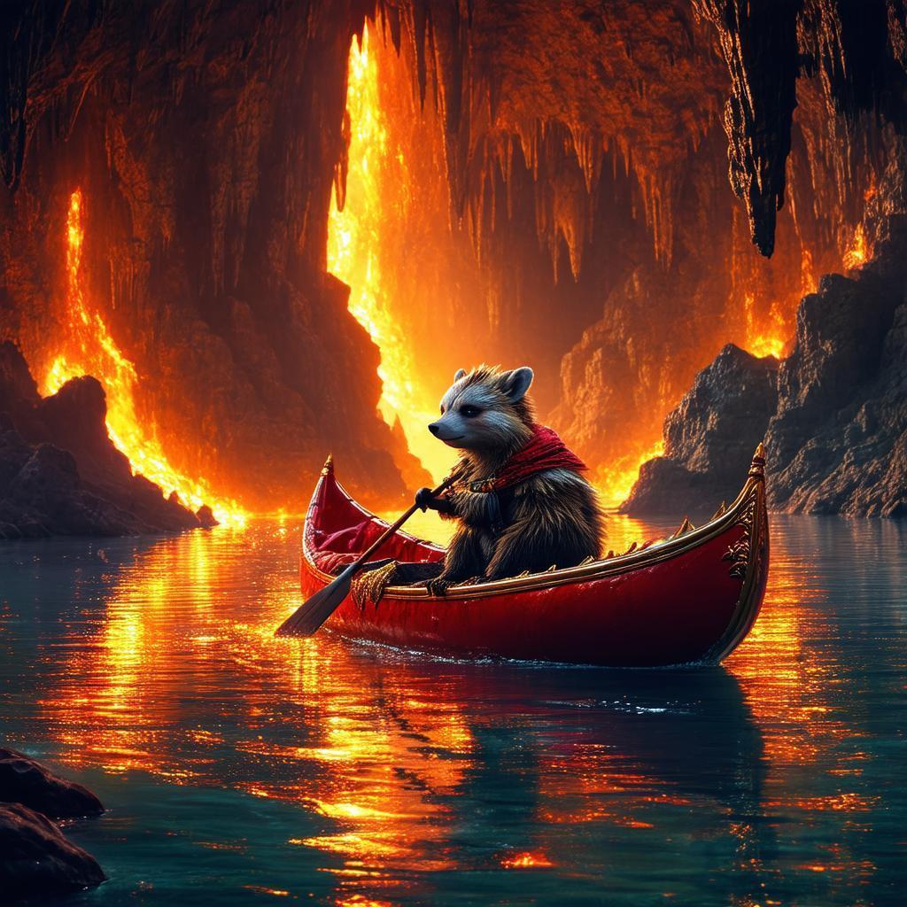 Furry Paddler in a Baroque Fiery Cave