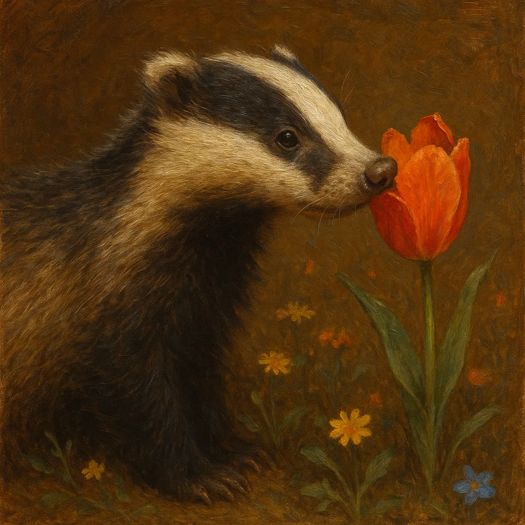 Exquisitely Detailed Oil Painting Portrays a Young Badger