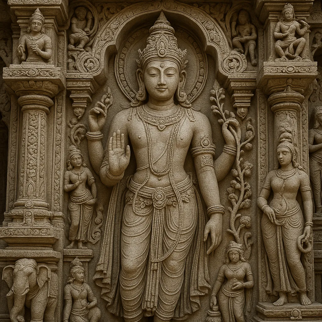 Intricately Carved Figures Adorning the Stone Temple Stood