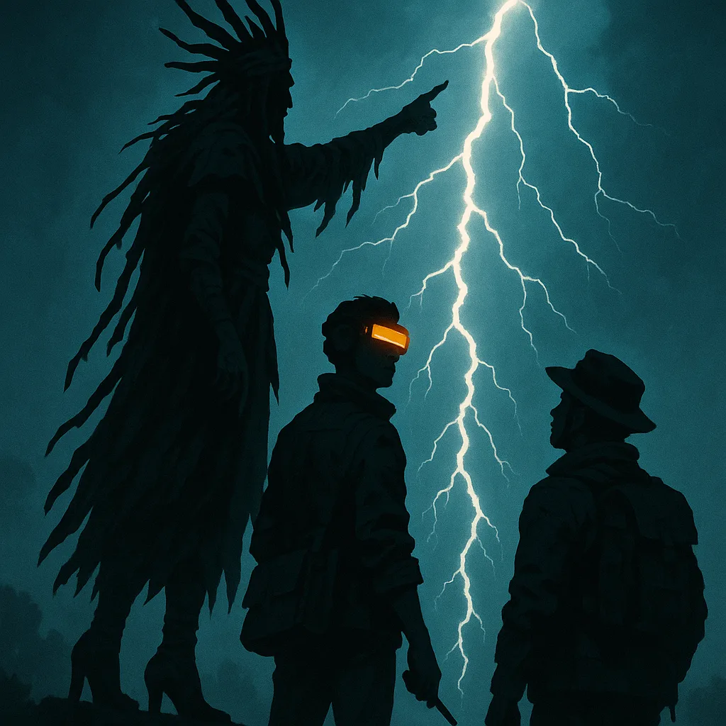 Towering Shaman in Heels Directs an Artist's Glowing Cybernetic Visor