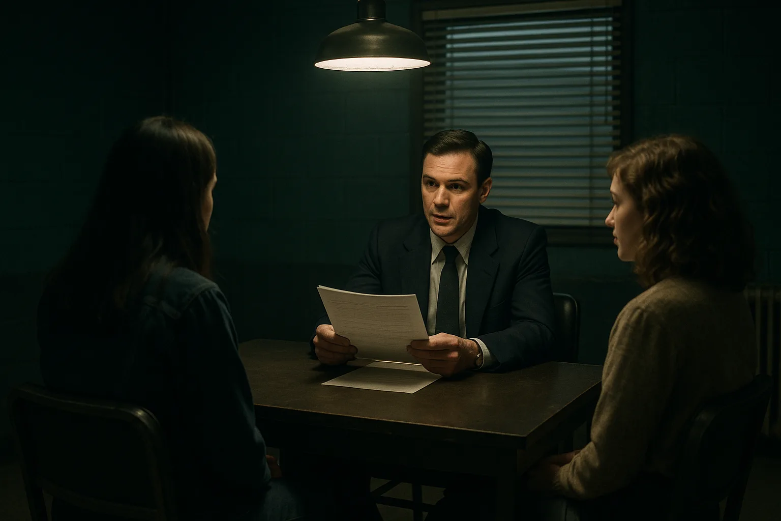 Man in a Suit Sits at a Desk