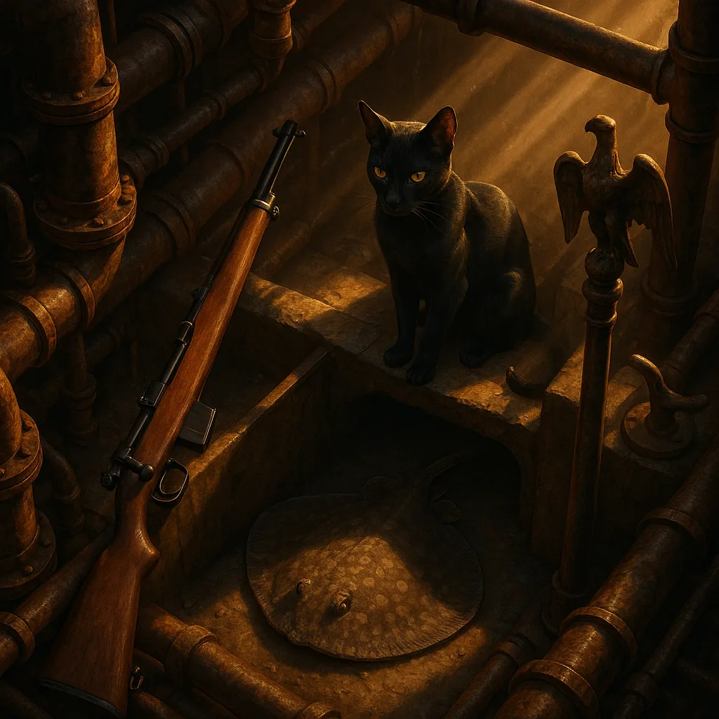 Complex Network of Rusted Pipes and Industrial Machinery