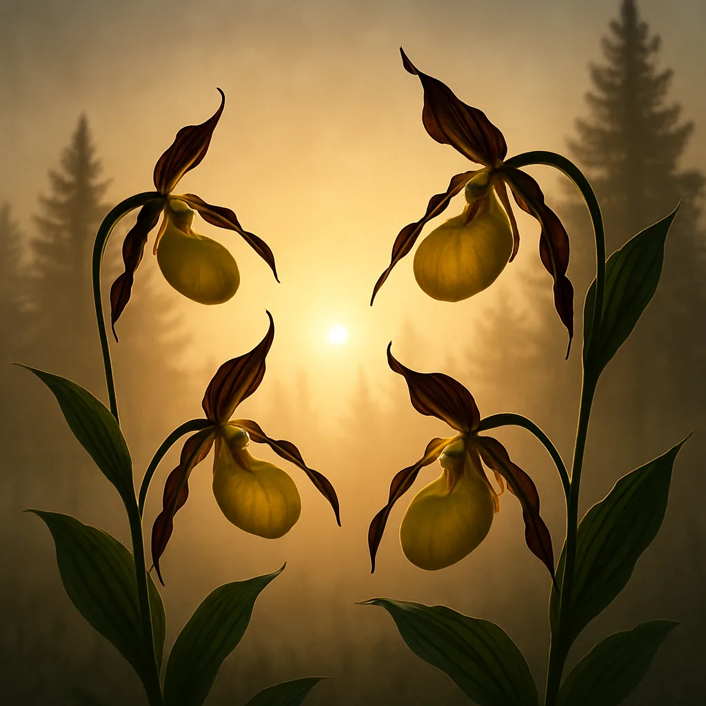 Four Diverse Iconographic Yellow Lady's Slippers