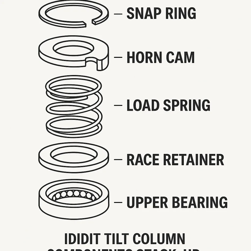 Diagram of the IDIDIT Tilt Column Components Stack-up Showing Snap