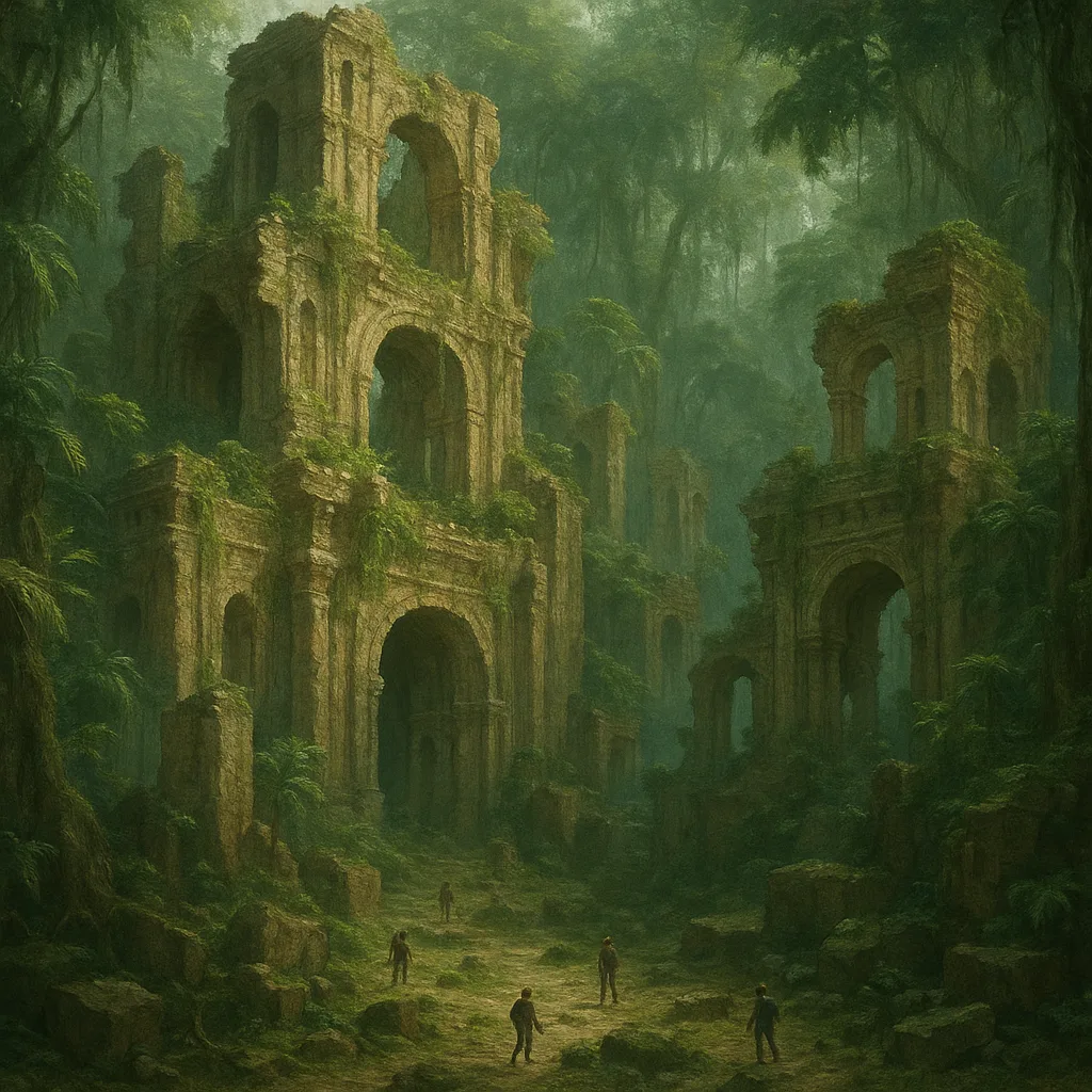 Several Tiny Figures Explore the Colossal