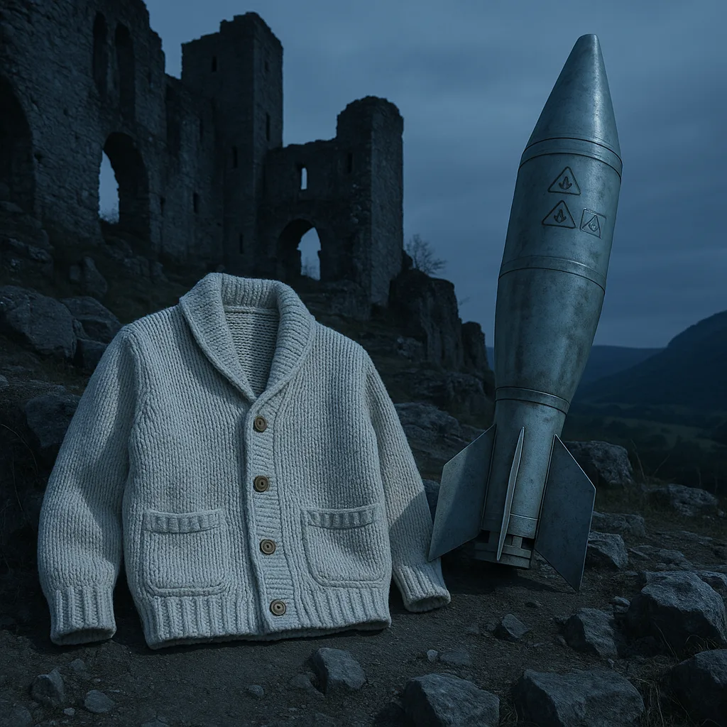 Within Medieval Castle Ruins on a Hilltop Overlooking a Valley