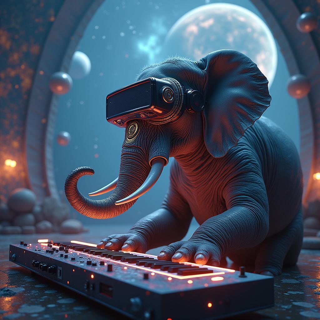 VR Elephant Plays Synthesizer in a Planetarium