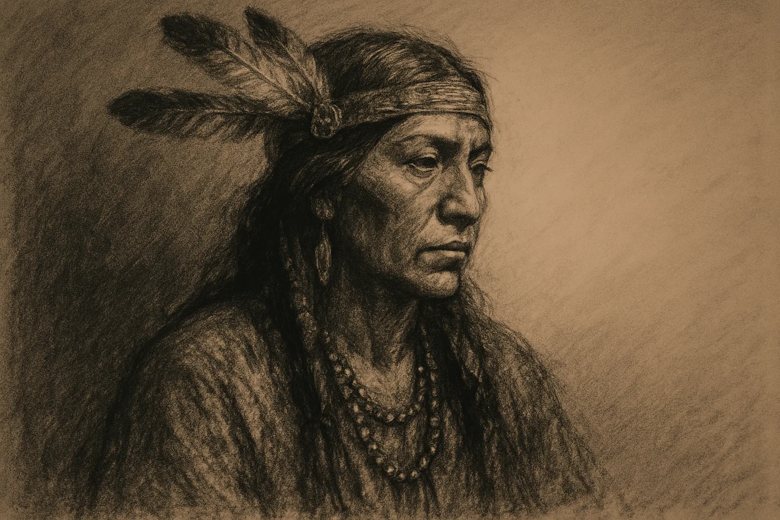 Pensive Indigenous Woman
