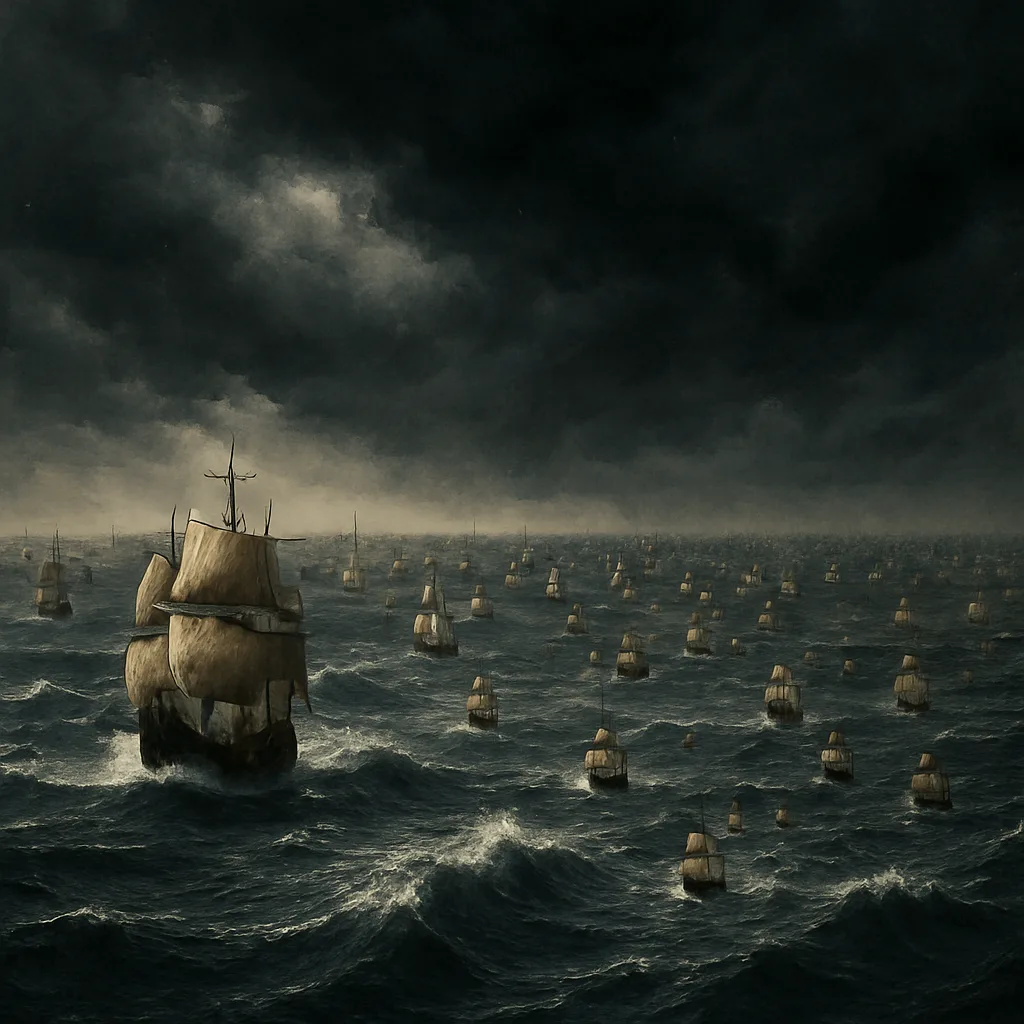 Vast Armada of Ancient Sailing Ships