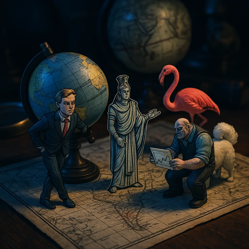 Detailed Miniature World Unfolds Across an Antique Исследователя's Desk