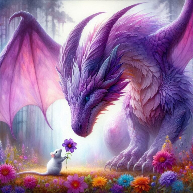 Ethereal Dragon and Mouse with Daylily