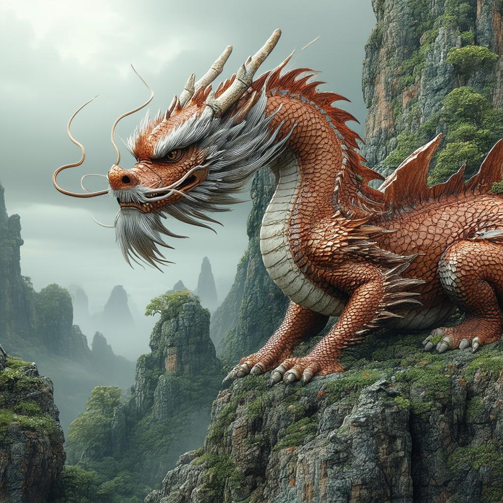 Rugged Dragon Watching Over Sweeping Ethereal Lands