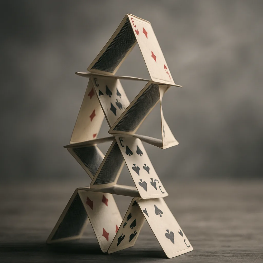Delicate Structure Made of Playing Cards