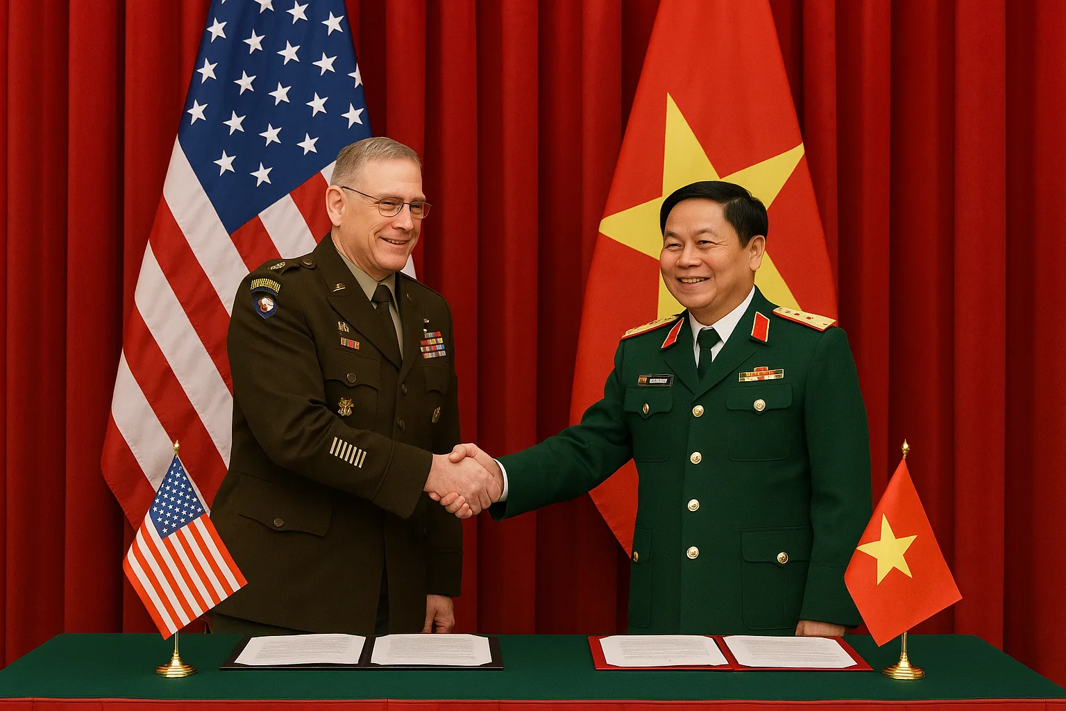 Formal Signing Ceremony Featuring Military Representatives from the United States
