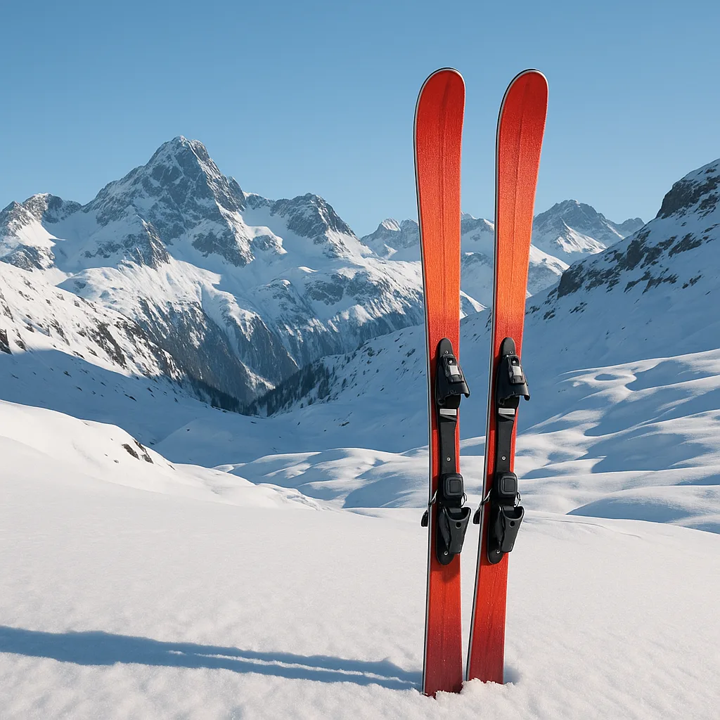 Two Skis Positioned Vertically in the Snow
