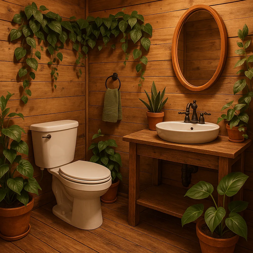 Rustic Bathroom with Wooden Walls