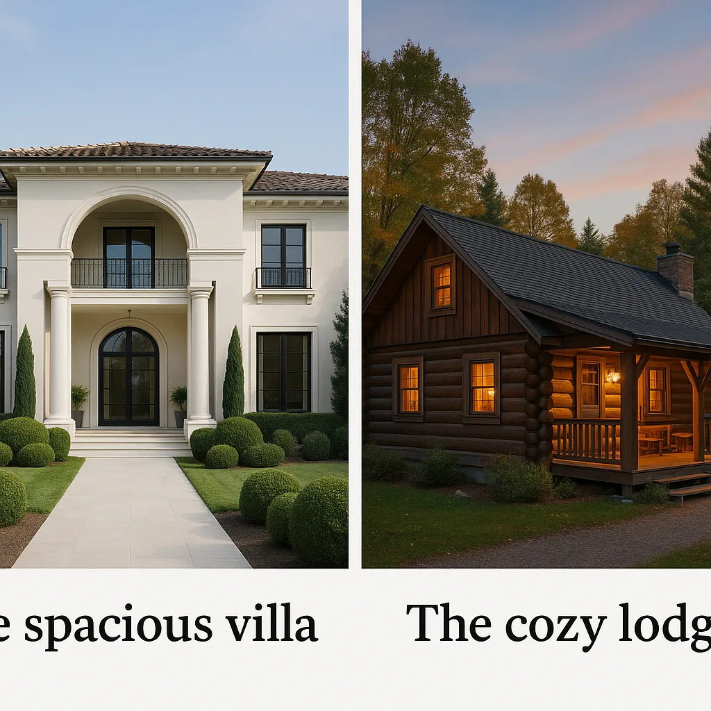Cozy Lodge and the Expansive Villa Presented Two Distinctly Different