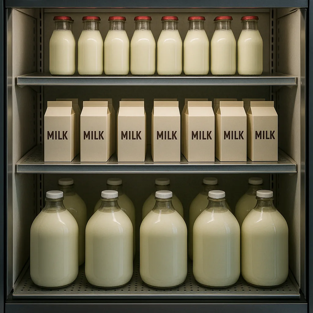 On the Upper Shelf of a Grocery Store Refrigerator