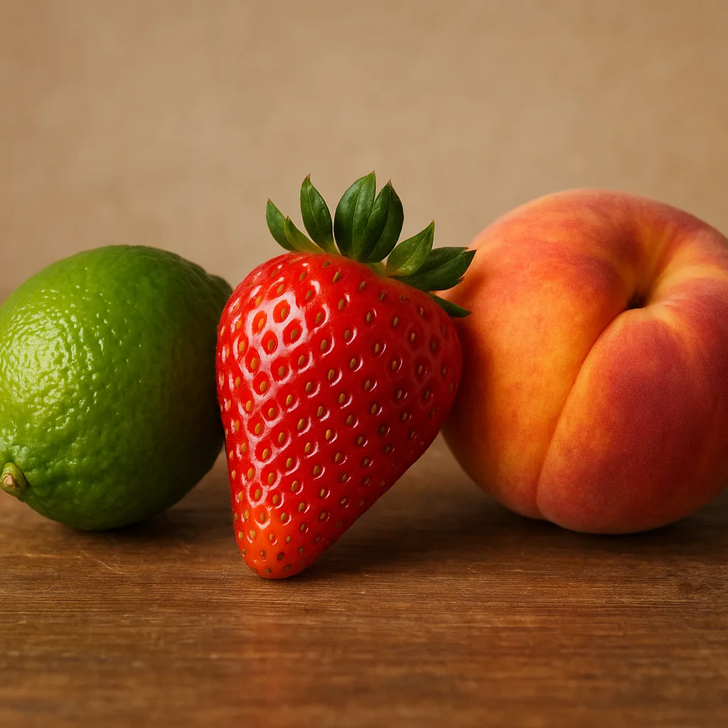 Nearby the Juicy Peach and the Luscious Strawberry