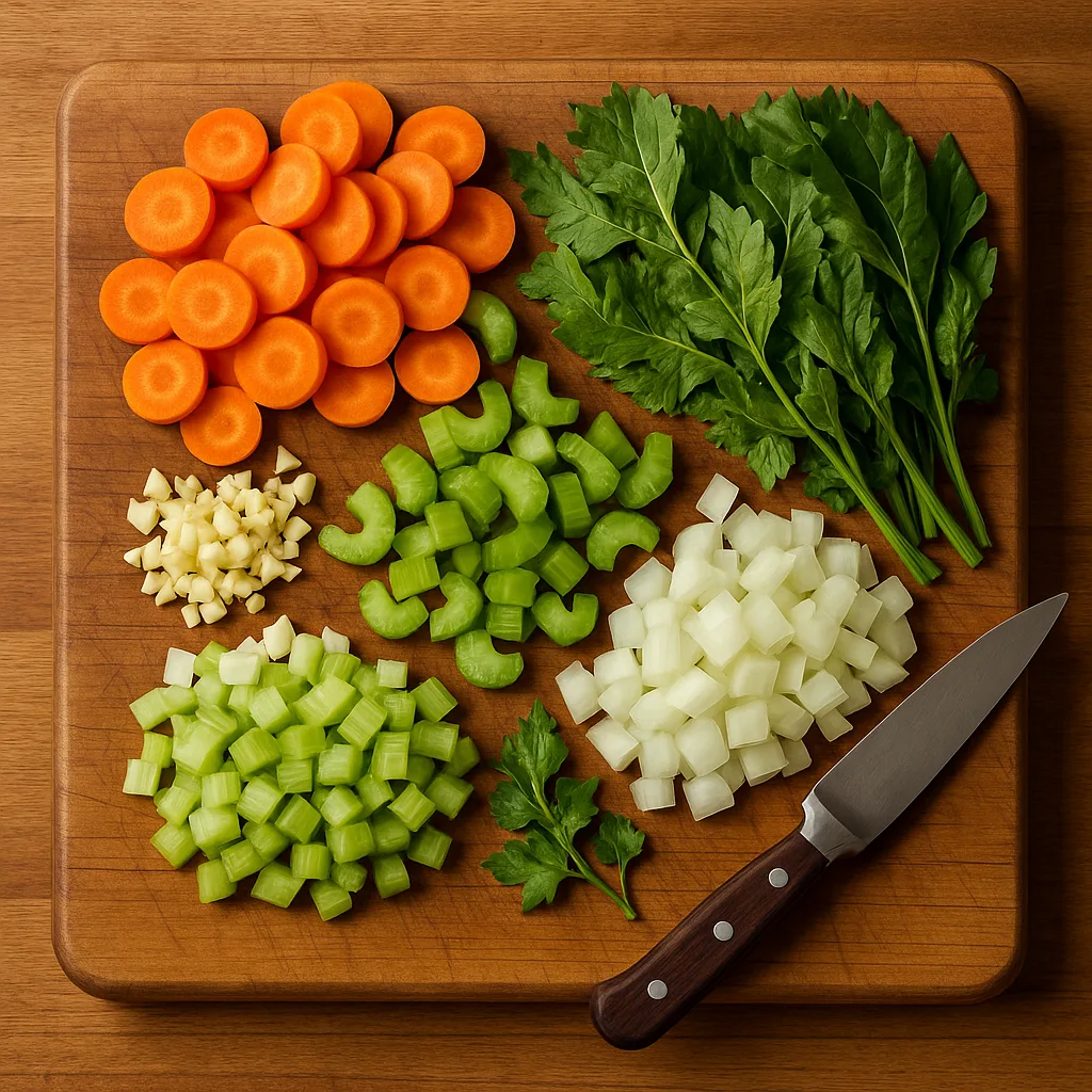 Wooden Cutting Board with Chopped Carrots