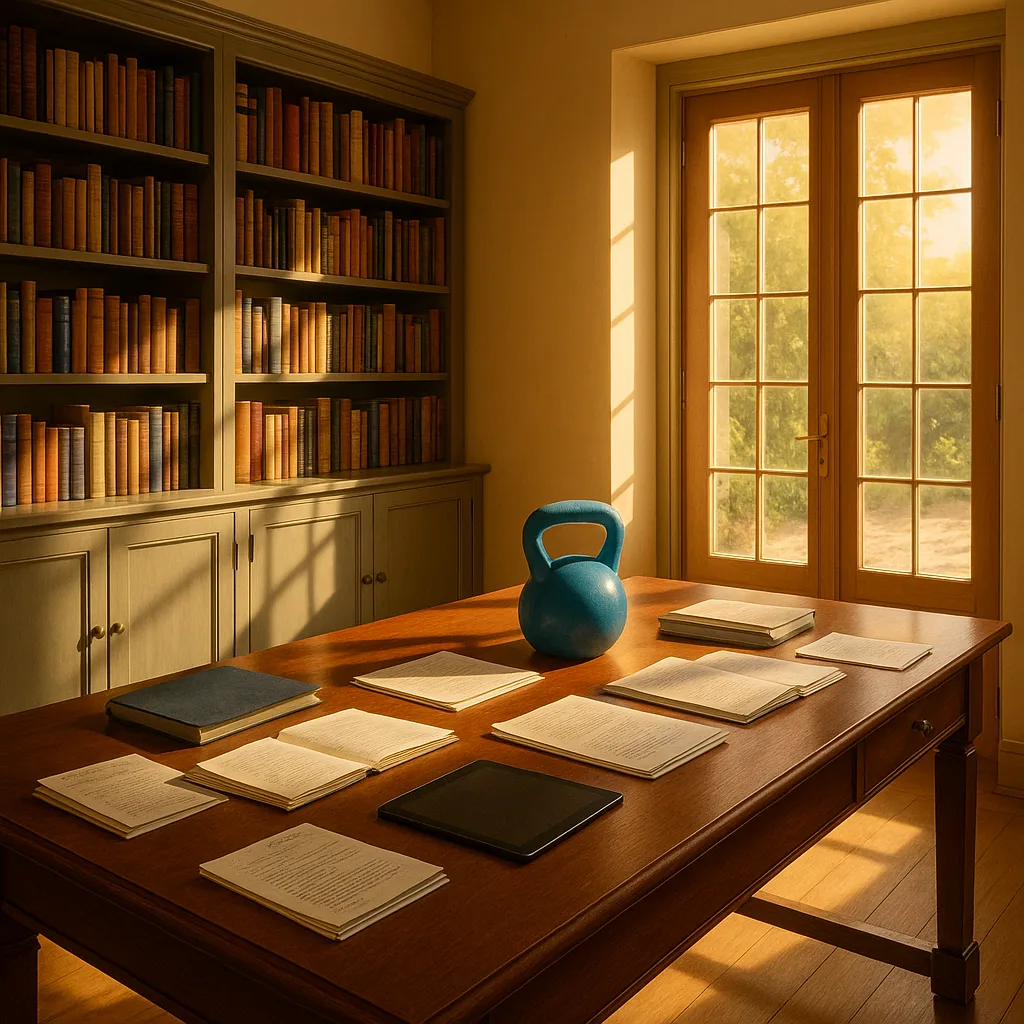 Well-lit Study Space Features a Solid Mahogany Desk