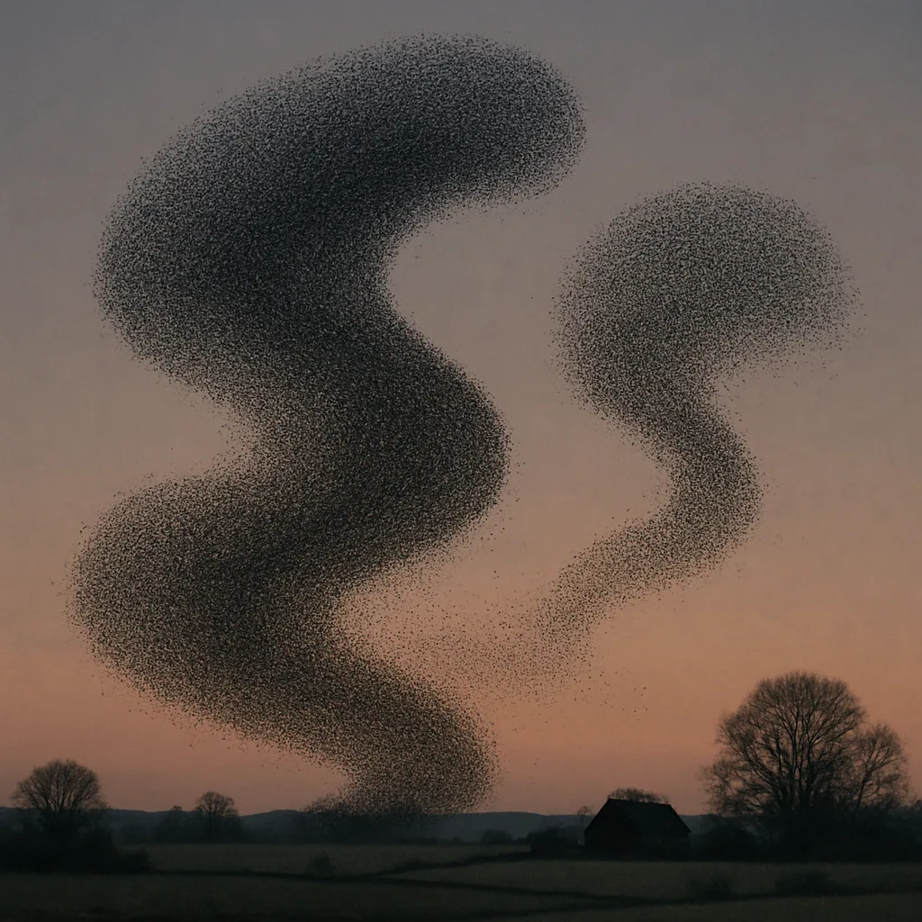 Enormous Flock of Starlings Creates Dynamic