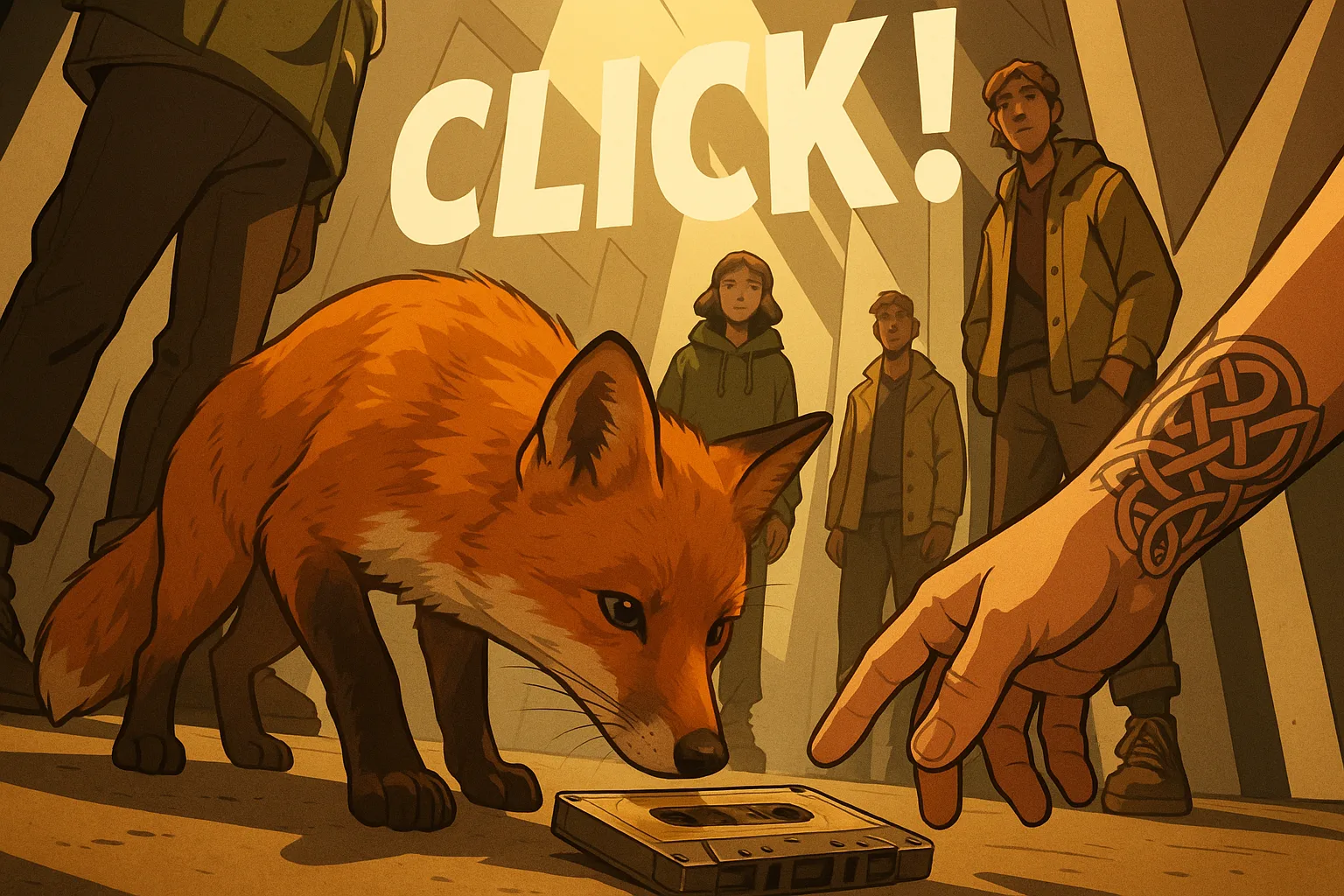 Reddish-brown Fox Sniffs Curiously at a Vintage
