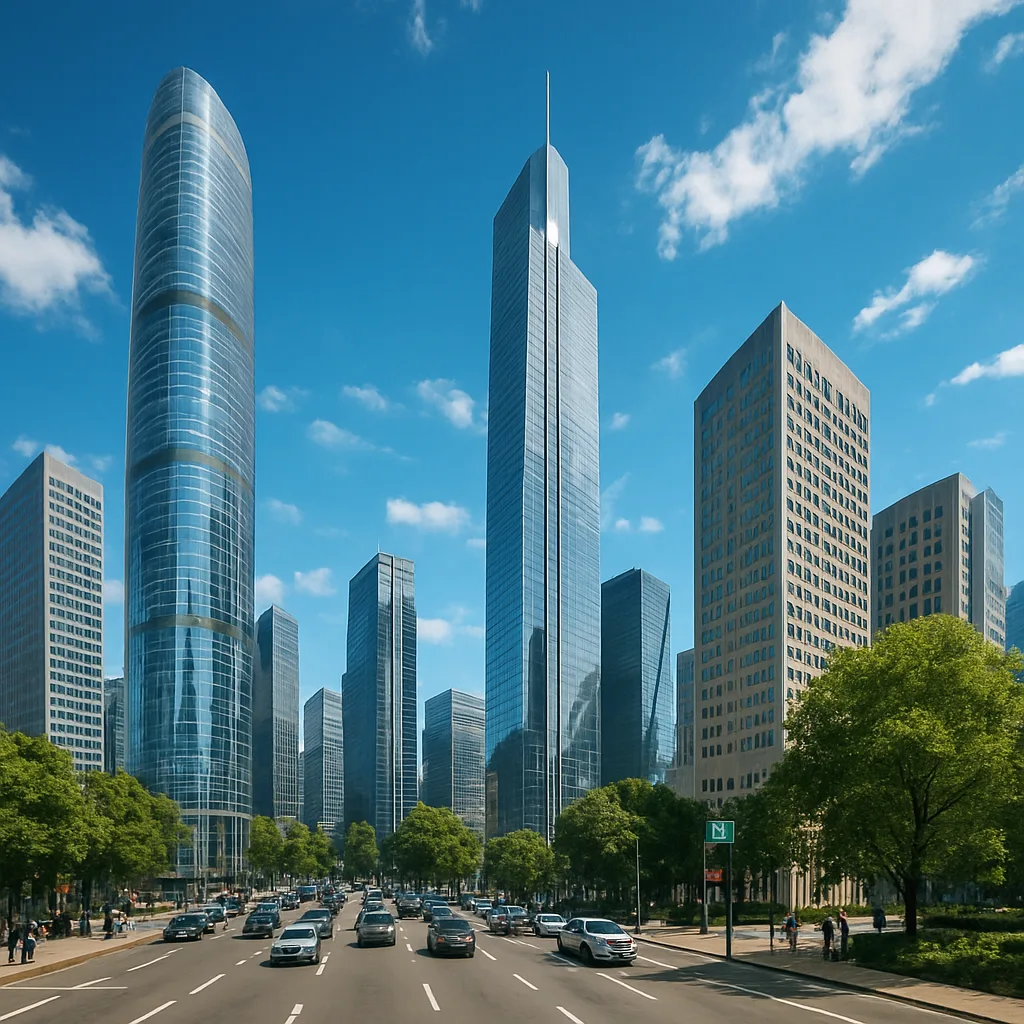 Sweeping View of a City's Skyline Showcases a Cluster