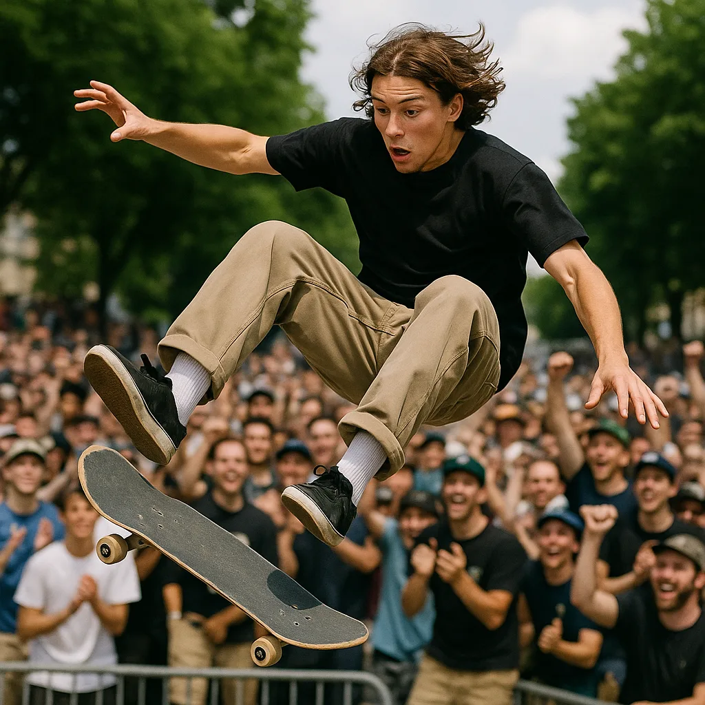 Skateboarder Attempting a Trick in Mid-air Lets Go