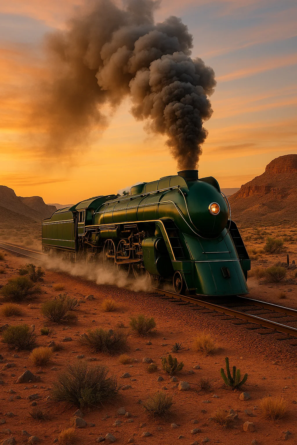 Polished Steam Locomotive with a Sleek