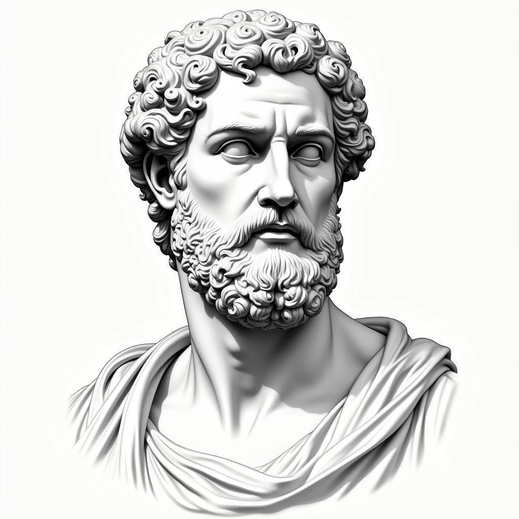 Bust of Homer in Classical Line Work