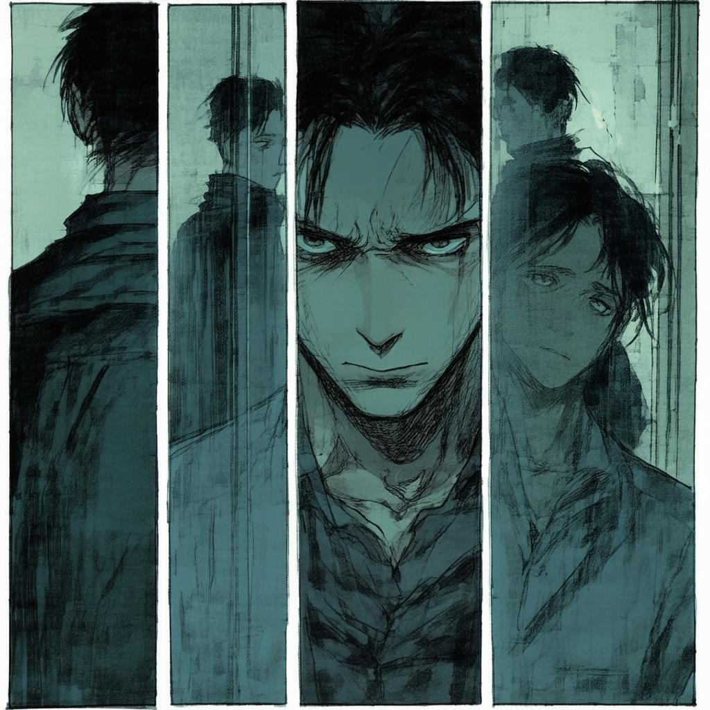 Little Fang's Sorrow in Shadowy Comic Panels