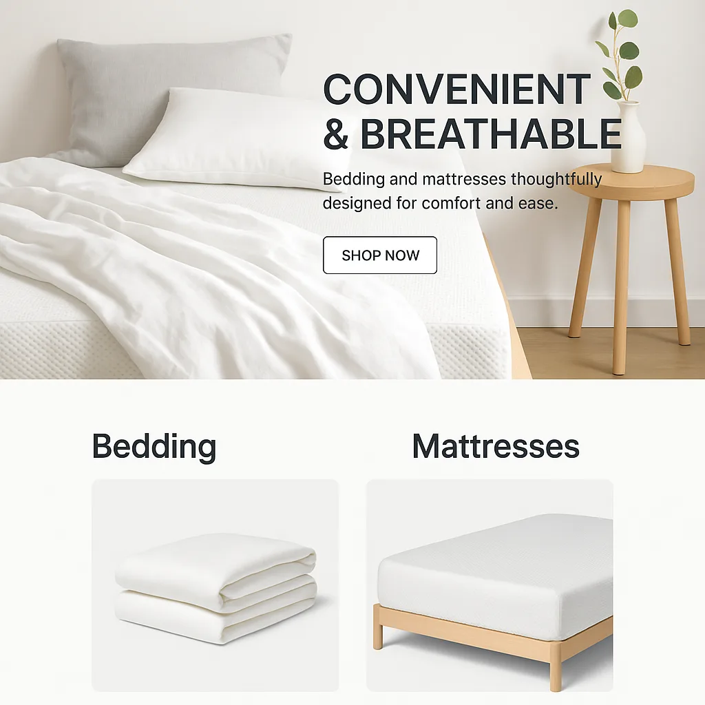 Website Showcasing Nook Sleep Systems' Bedding and Mattress Products