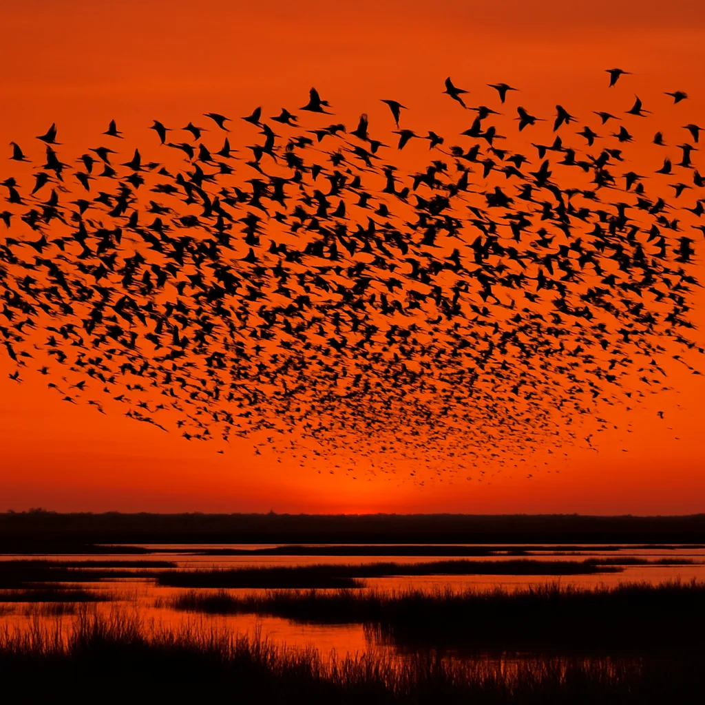 Vast Flock of Migratory Birds Creates a Dynamic